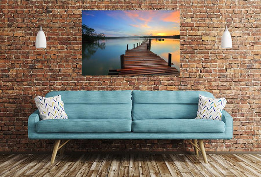 Amazing Pier & Sunset Scene Image Printed Onto A Single Panel Canvas - SPC35 - Art Fever