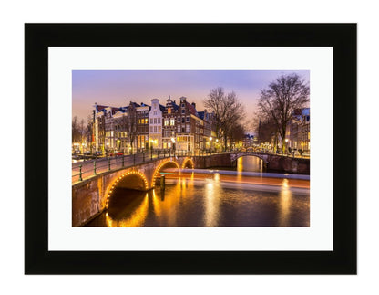 Amsterdam Canals West Side At Dusk Framed Mounted Print Picture - FP21 - Art Fever - Art Fever