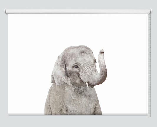 Baby Elephant Peeking Animal Printed Picture Photo Roller Blind - 1X2402460 - Art Fever - Art Fever