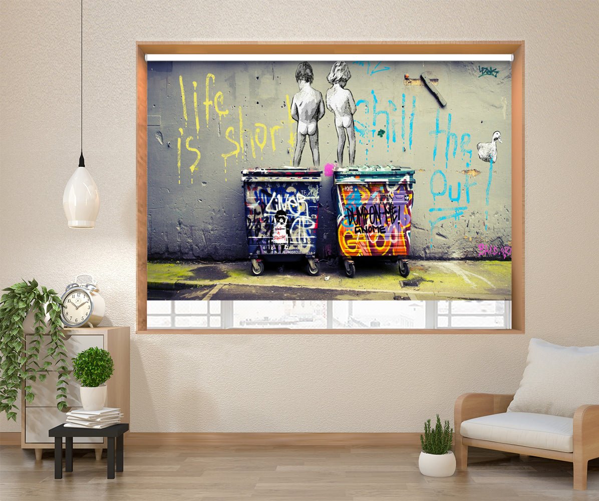 Banksy Life is short Chill the Duck Out Printed Picture Photo Roller Blind - RB1311 - Art Fever - Art Fever