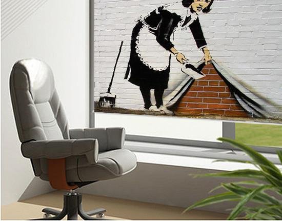 Banksy sweeper maid Printed graffiti Picture Photo Roller Blind - RB129 - Art Fever - Art Fever
