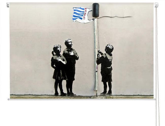 Banksy tesco bag flag Printed Graffiti Picture Photo Roller Blind - RB124 - Art Fever - Art Fever