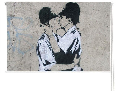 Banksy's kissing coppers Printed Picture Photo Roller Blind - RB118 - Art Fever - Art Fever