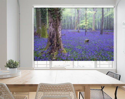 Beautiful Carpet Of Bluebell Flowers In Misty Spring Forest Landscape Printed Picture Photo Roller Blind - RB1140 - Art Fever - Art Fever