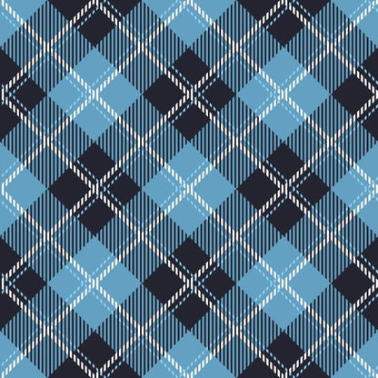 Black Blue Cross Tartan Plaid Pattern Printed Picture Photo Roller Blind - RB609 - Art Fever - Art Fever
