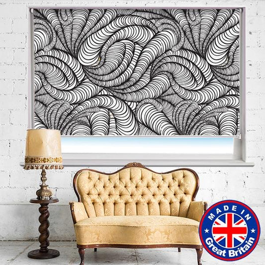 Black White Abstract Pattern Style Printed Picture Photo Roller Blind - RB599 - Art Fever - Art Fever