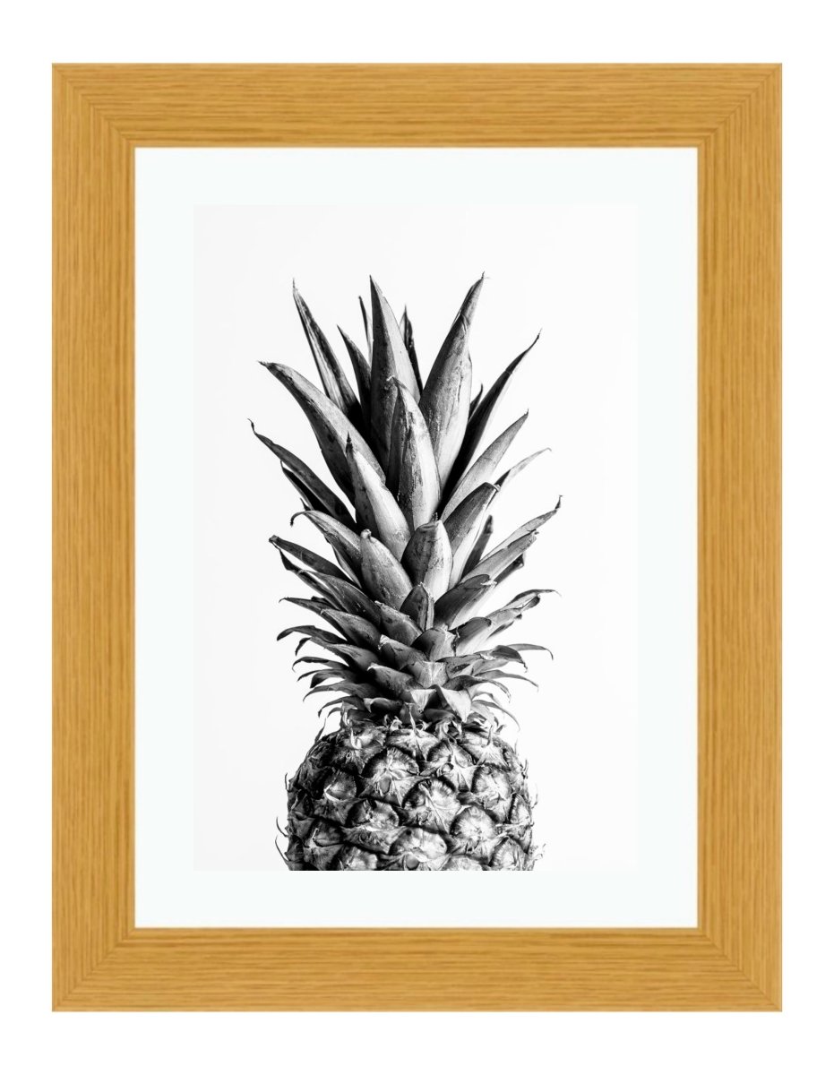 Black & White Pineapple Botanical Wall Art Framed Mounted Print Picture - FP-1X_12 - Art Fever - Art Fever
