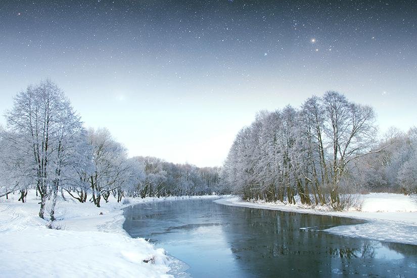Blue Winter Frozen Lake Printed Picture Photo Roller Blind - Art Fever - Art Fever