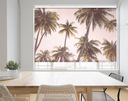 Blush Palm Trees Printed Picture Photo Roller Blind - 1X2381990 - Art Fever - Art Fever