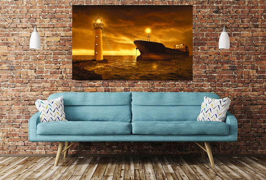 Boat & Lighthouse Image Printed Image Printed Onto A Single Panel Canvas - SPC23 - Art Fever - Art Fever