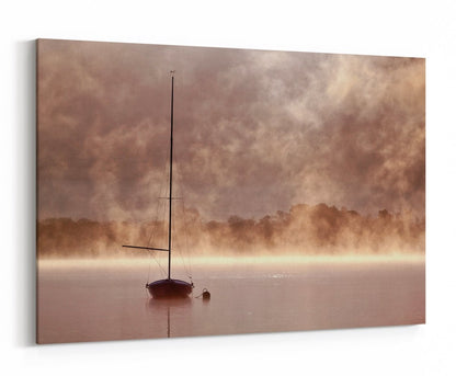Boat on the Mystical Lake Canvas Print Wall Art - 1X240247 - Art Fever - Art Fever