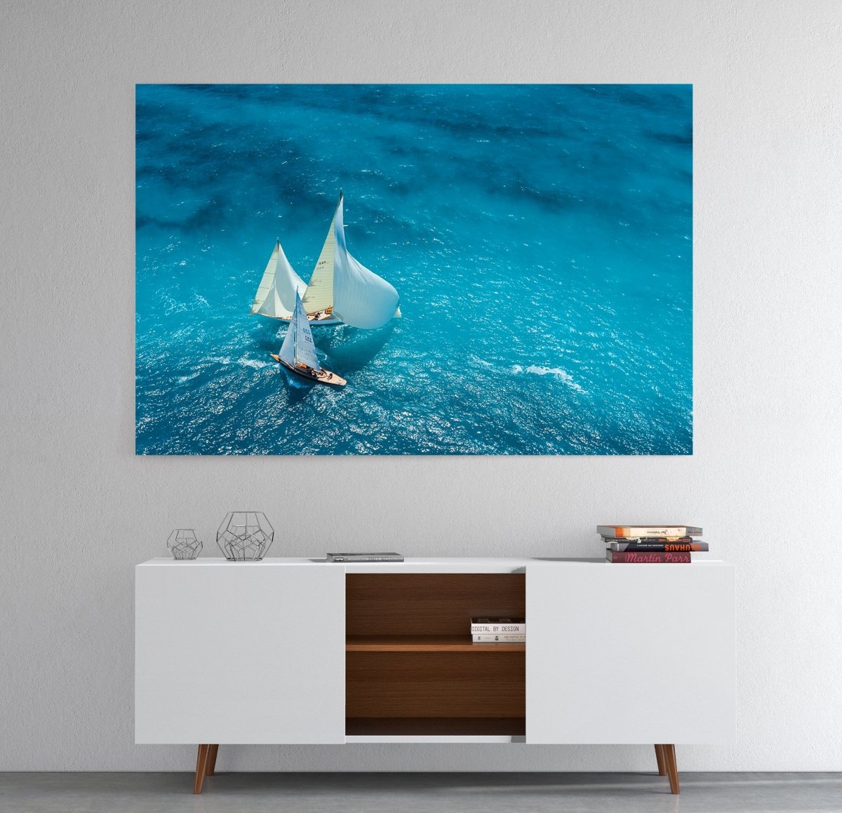 Boats Crossing on the Blue Ocean Canvas Print Wall Art - 1X971984 - Art Fever - Art Fever