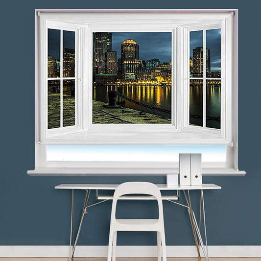 Boston Water Front Window Scene Printed Roller Blind - RB837 - Art Fever - Art Fever
