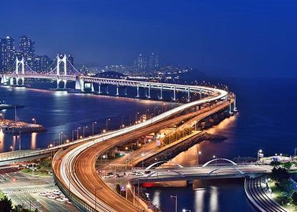 Bridge Over South Korea at Night Printed Picture Photo Roller Blind - RB627 - Art Fever - Art Fever