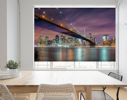 Brooklyn Bridge At Night Printed Picture Photo Roller Blind - 1X1292620 - Art Fever - Art Fever