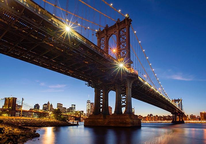 Brooklyn Bridge New York City at Night Printed Picture Photo Roller Blind - RB541 - Art Fever - Art Fever