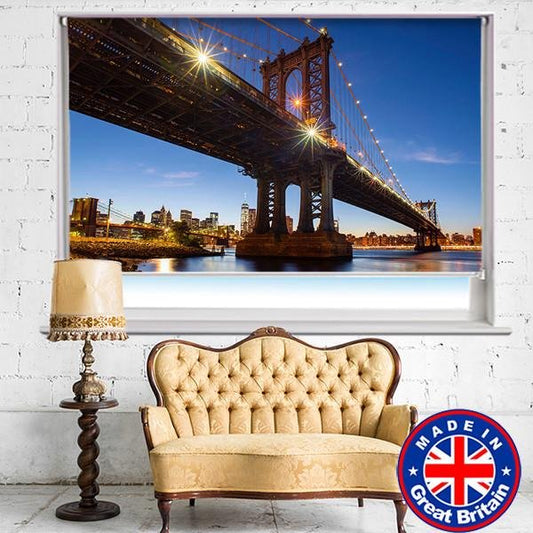 Brooklyn Bridge New York City at Night Printed Picture Photo Roller Blind - RB541 - Art Fever - Art Fever