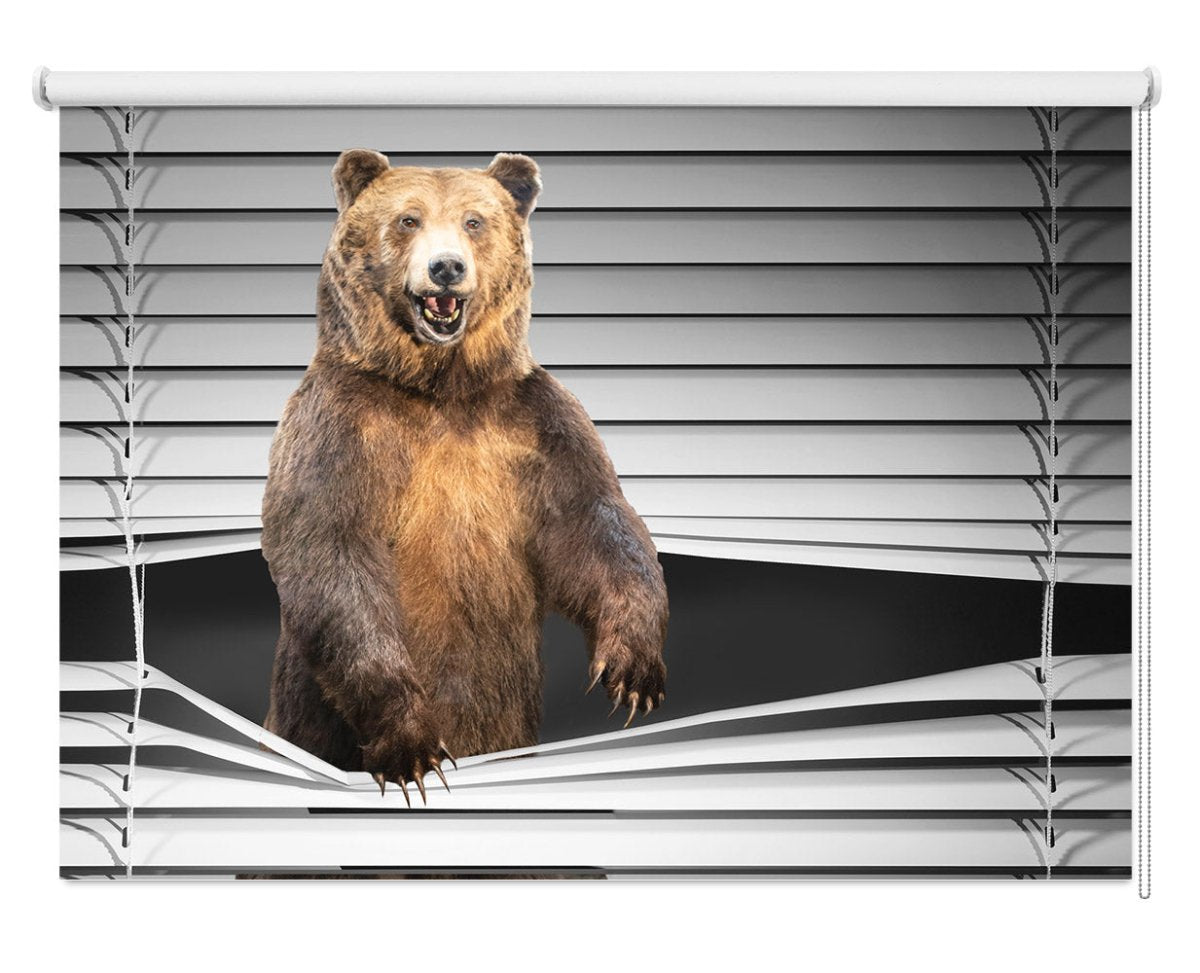 Brown Grizzly Bear Peeking through the blind Printed Picture Photo Roller Blind - RB1280 - Art Fever - Art Fever