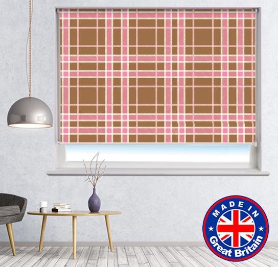 Brown Pink Cross Tartan Plaid Pattern Printed Picture Photo Roller Blind - RB615 - Art Fever - Art Fever