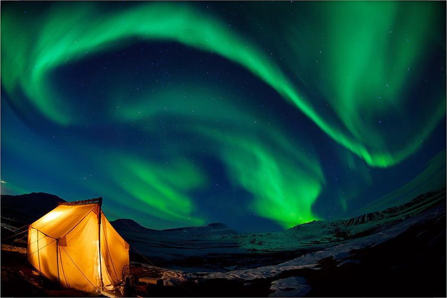 Camping under the Northern Lights Printed Picture Photo Roller Blind - RB511 - Art Fever - Art Fever