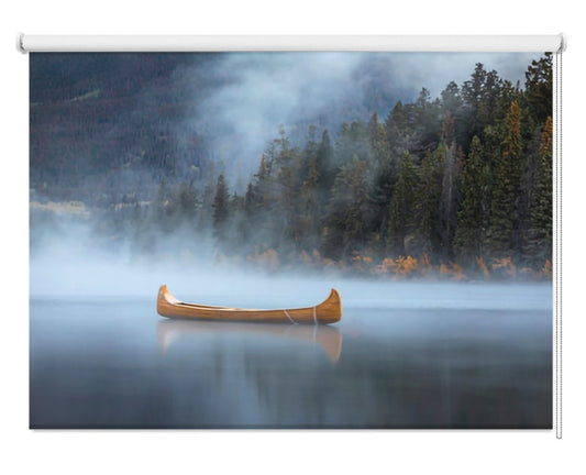 Canoe on the Foggy River Printed Picture Photo Roller Blind- 1X1644377 - Art Fever - Art Fever