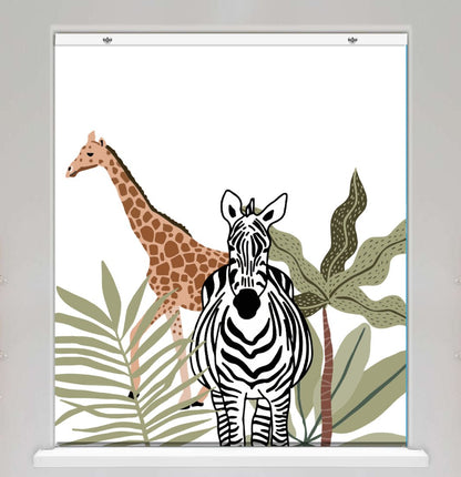 Children's Safari Animals Illustration EasyBlock Printed Blackout Blind with Toggle attachment - EB26 - Art Fever - Art Fever