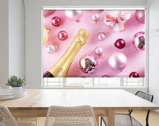 Christmas Champagne & Decorations Printed Picture Photo Roller Blind - RB1058 - Art Fever - Art Fever