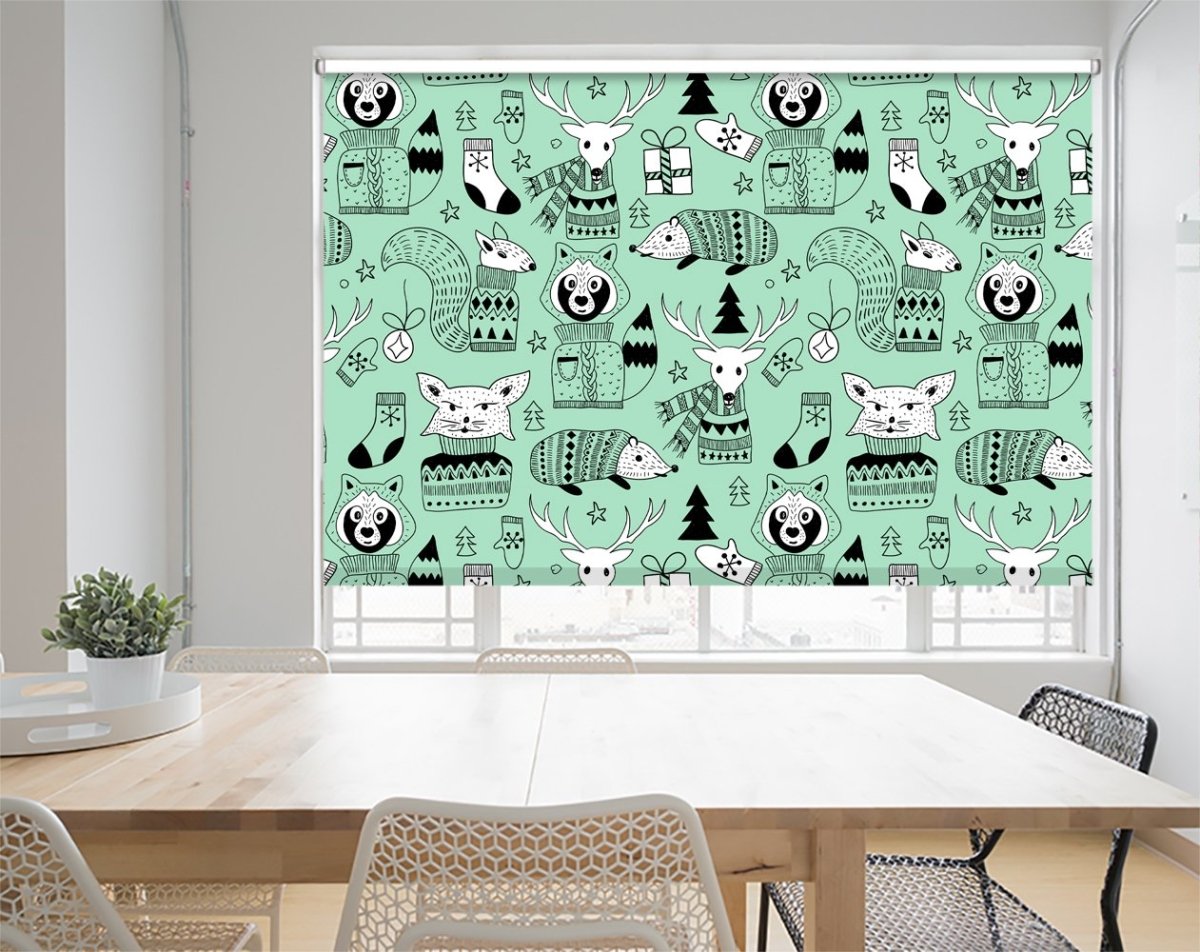 Christmas Pattern Animals Printed Picture Photo Roller Blind - RB1061 - Art Fever - Art Fever