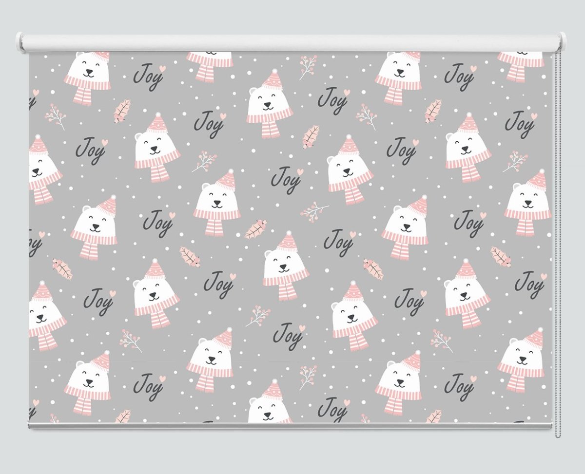 Christmas Pattern With Polar Bear Background Printed Picture Photo Roller Blind - RB1071 - Art Fever - Art Fever