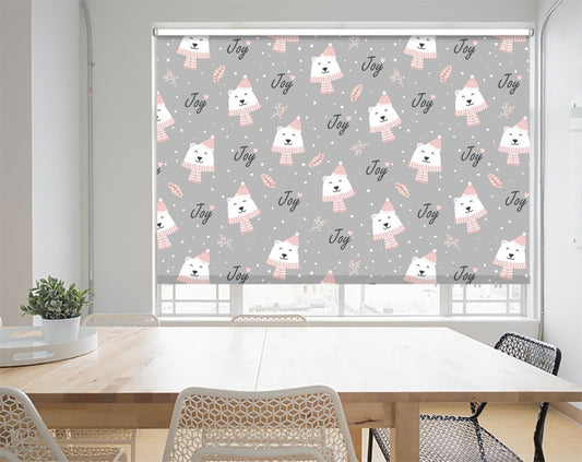 Christmas Pattern With Polar Bear Background Printed Picture Photo Roller Blind - RB1071 - Art Fever - Art Fever