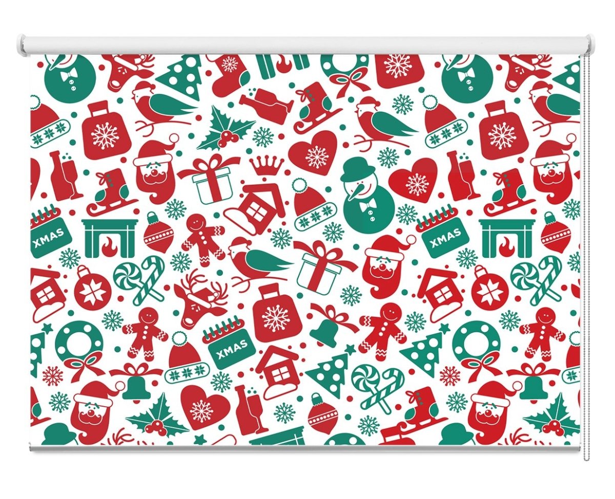 Christmas Presents & Decoration Pattern Printed Picture Photo Roller Blind - RB1065 - Art Fever - Art Fever