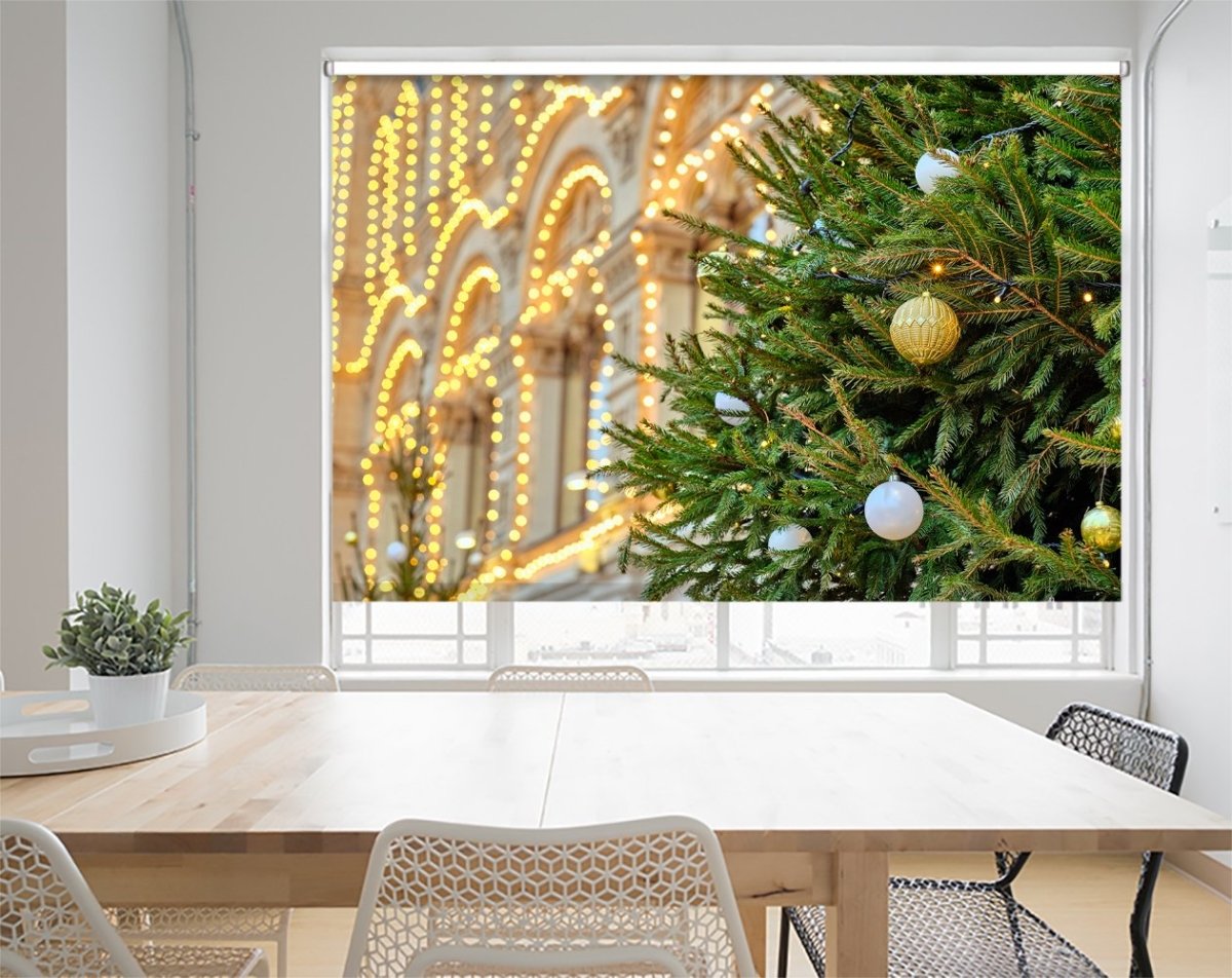 Christmas Tree In Moscow City Printed Picture Photo Roller Blind - RB1048 - Art Fever - Art Fever