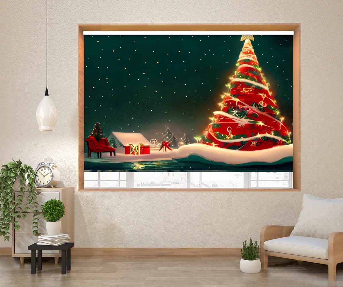 Christmas Tree Lights Printed Picture Photo Roller Blind - RB1286 - Art Fever - Art Fever