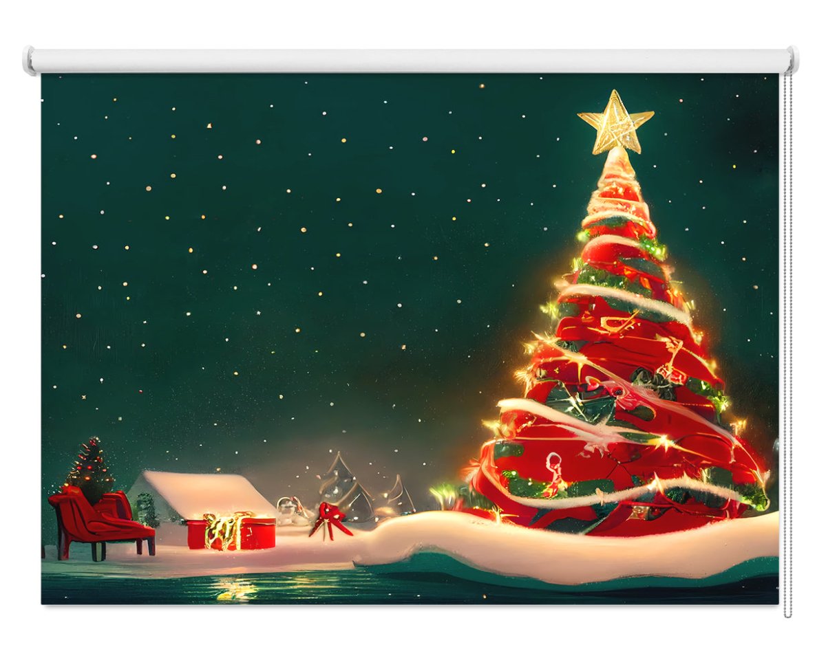 Christmas Tree Lights Printed Picture Photo Roller Blind - RB1286 - Art Fever - Art Fever