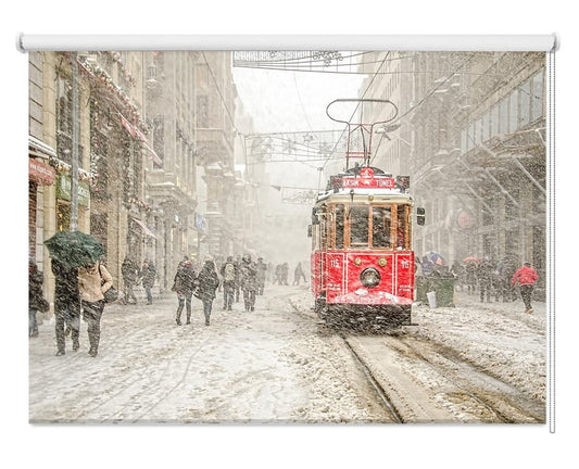 City Snowstorm Printed Picture Photo Roller Blind - 1X890146 - Art Fever - Art Fever