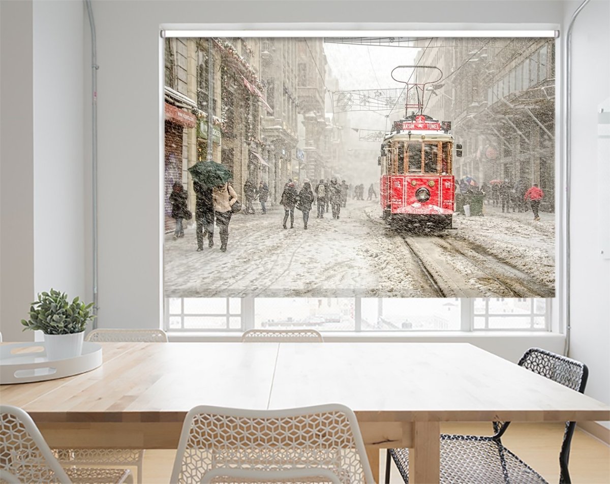 City Snowstorm Printed Picture Photo Roller Blind - 1X890146 - Art Fever - Art Fever