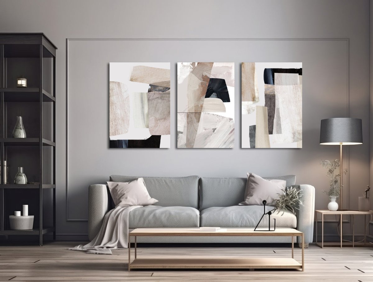 Clay by Dan Hobday Abstract Brush Strokes Set of 3 Canvas Print Wall Art Pictures - 1X2470505 - Art Fever - Art Fever