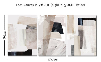 Clay by Dan Hobday Abstract Brush Strokes Set of 3 Canvas Print Wall Art Pictures - 1X2470505 - Art Fever - Art Fever