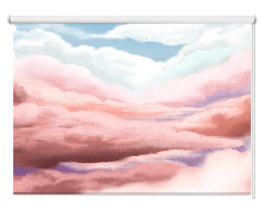 Cloudy Day Peach & Blue Printed Picture Photo Roller Blind - 1X2544259 - Art Fever - Art Fever