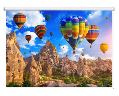 Colorful hot air balloon flying over Cappadocia, Turkey Printed Picture Photo Roller Blind - RB128328 - Art Fever - Art Fever