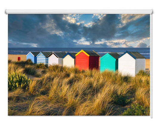 Colourful Beach Huts On Southwold Beach Suffolk Printed Picture Photo Roller Blind - RB1312 - Art Fever - Art Fever