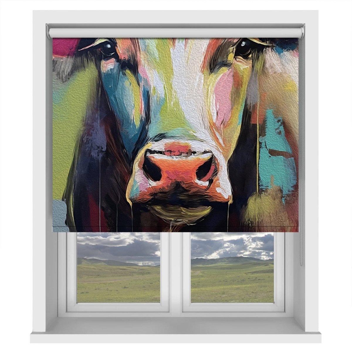 Colourful Cow Graffiti Style Printed Picture Photo Roller Blind - 1X2720601 - Art Fever - Art Fever