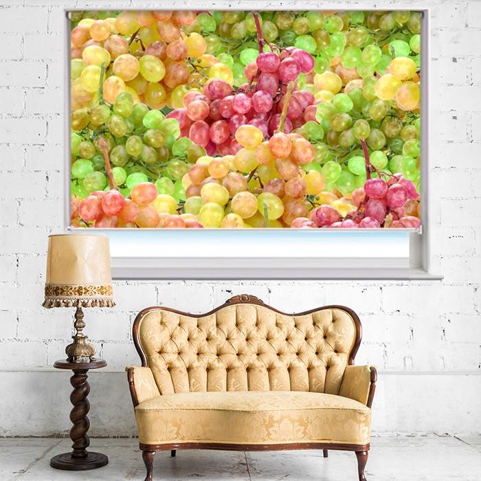 Colourful Grapes Printed Photo Picture Kitchen Roller Blind - RB436 - Art Fever - Art Fever
