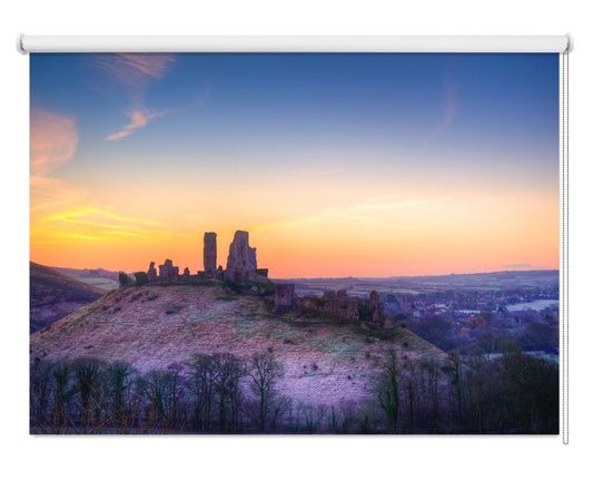 Colourful Sunrise Over Corfe Castle Printed Roller Blind - RB1123 - Art Fever - Art Fever