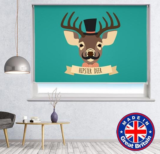 Cool Deer with Top Hat Printed Picture Photo Roller Blind - RB659 - Art Fever - Art Fever