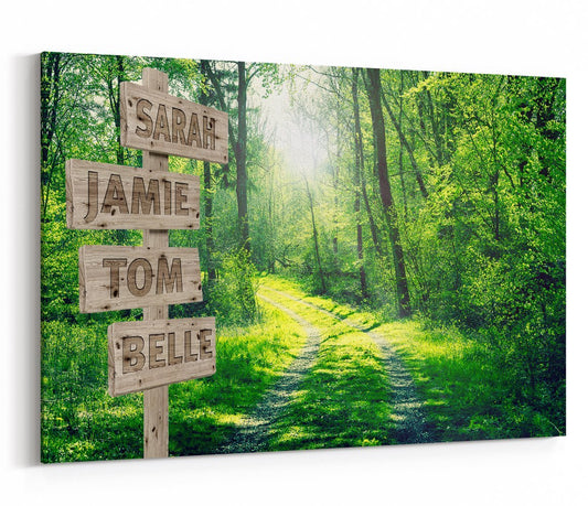 Copy of Custom Names Personalised Sign Green Woodland Forest Scene Printed Canvas Print Picture - SPC205 - Art Fever - Art Fever