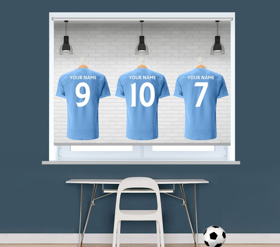 Coventry Style Your Name Personalised Football Kit Printed Picture Photo Roller Blind - RB1310 - Art Fever - Art Fever