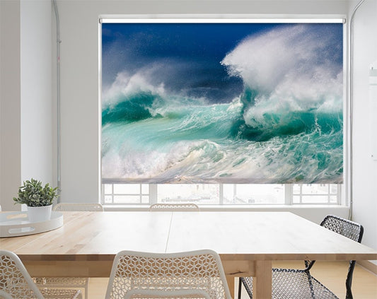 Crashing Ocean Waves Printed Picture Photo Roller Blind- 1X36208 - Art Fever - Art Fever