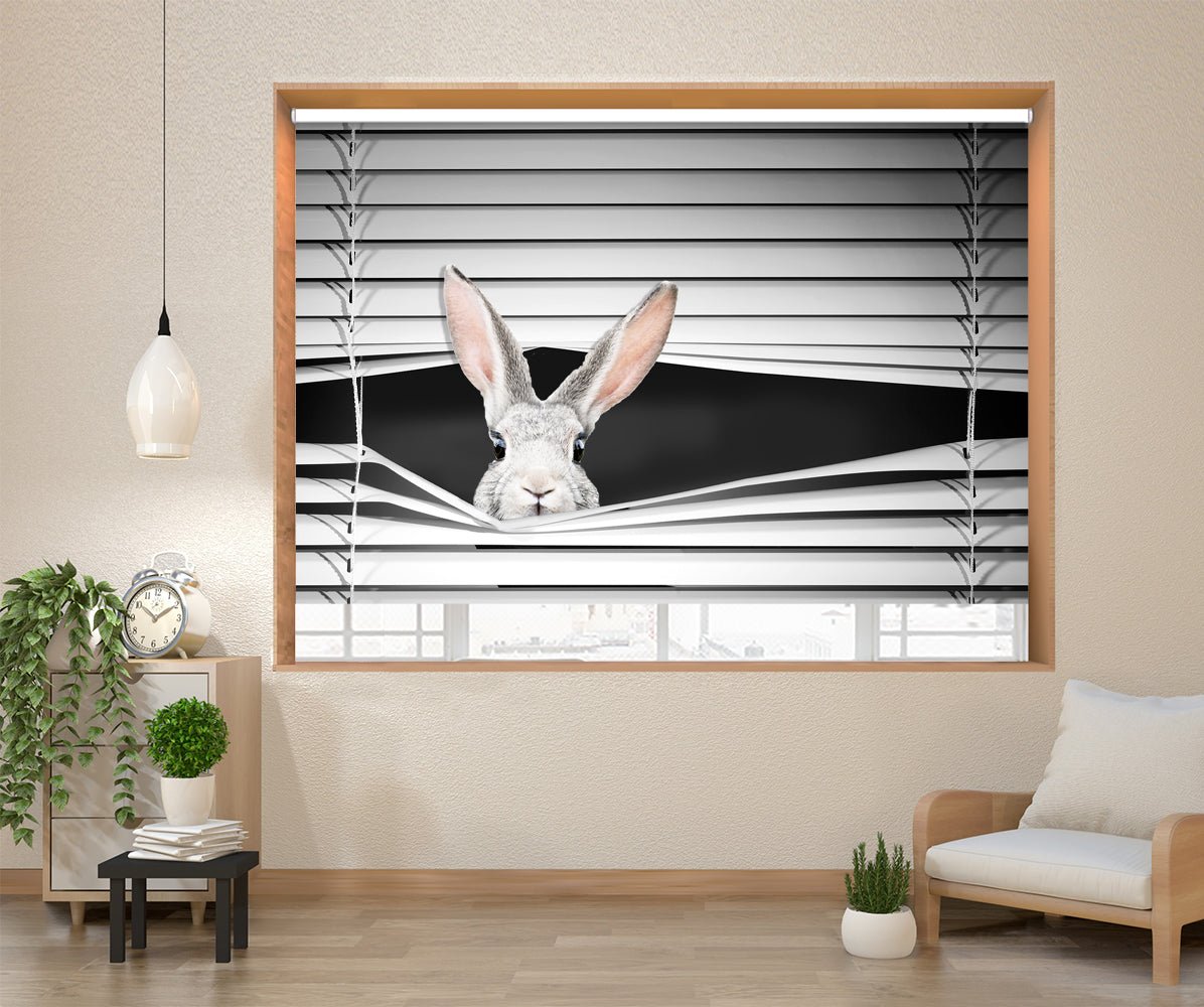 Cute Bunny Peeking through the blind Printed Picture Photo Roller Blind - RB1286 - Art Fever - Art Fever