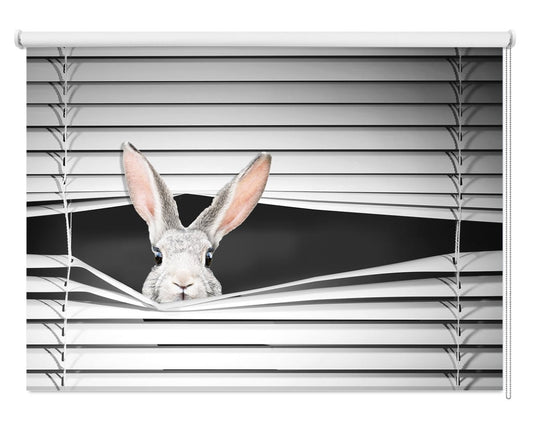 Cute Bunny Peeking through the blind Printed Picture Photo Roller Blind - RB1286 - Art Fever - Art Fever